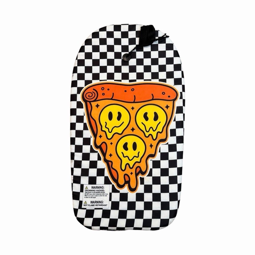 Kids Small Drawstring Backpack Black & White Checkered Pizza Ghost Halloween